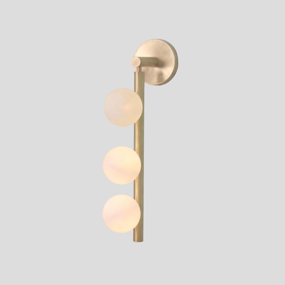 Brass Vanity Light - 3 Glass Globe Wall Sconce