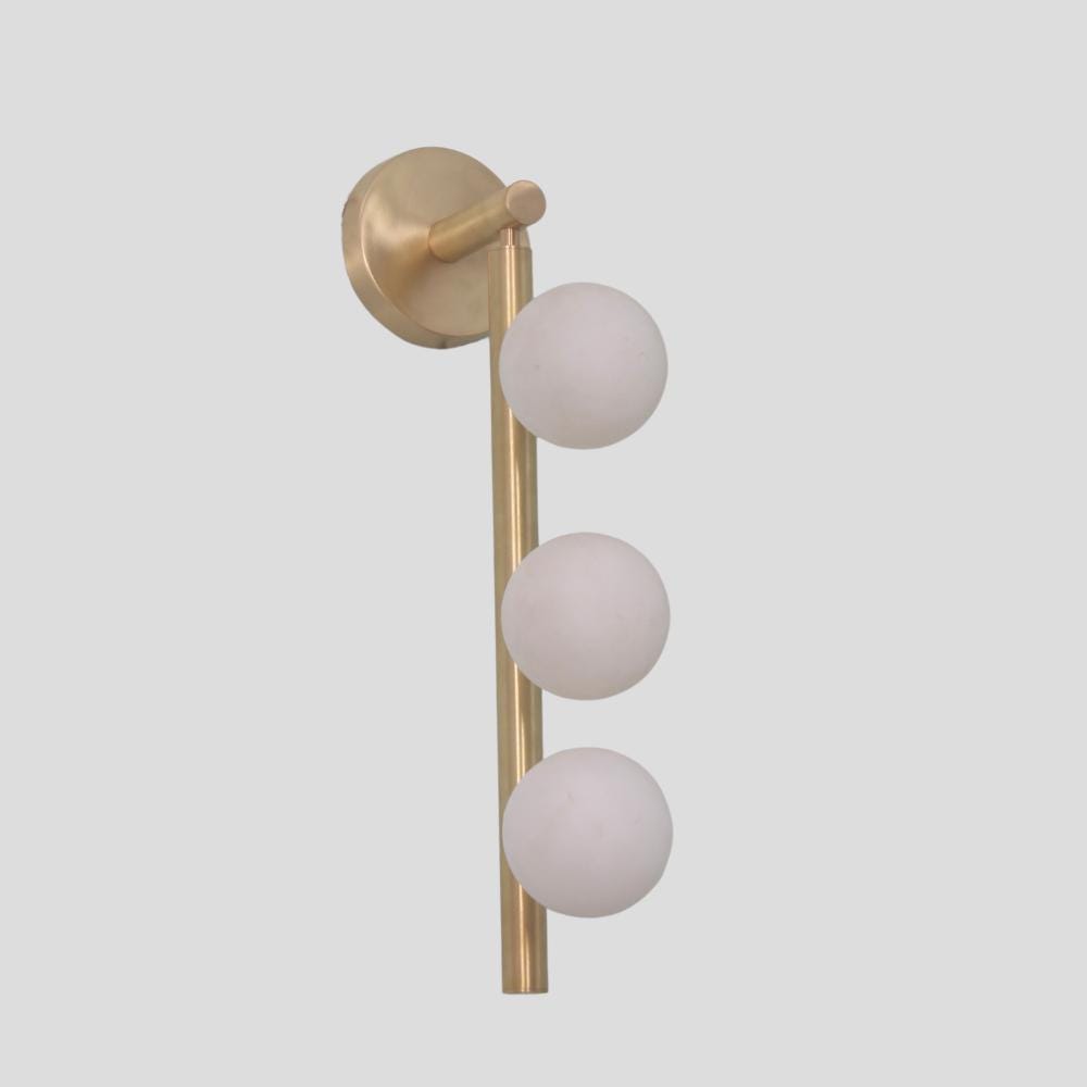 Brass Vanity Light - 3 Glass Globe Wall Sconce