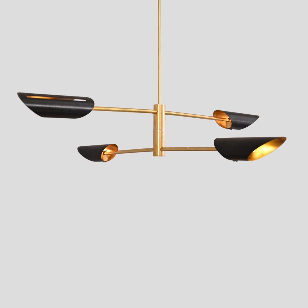 4-Light Linear Brass Sputnik Chandelier