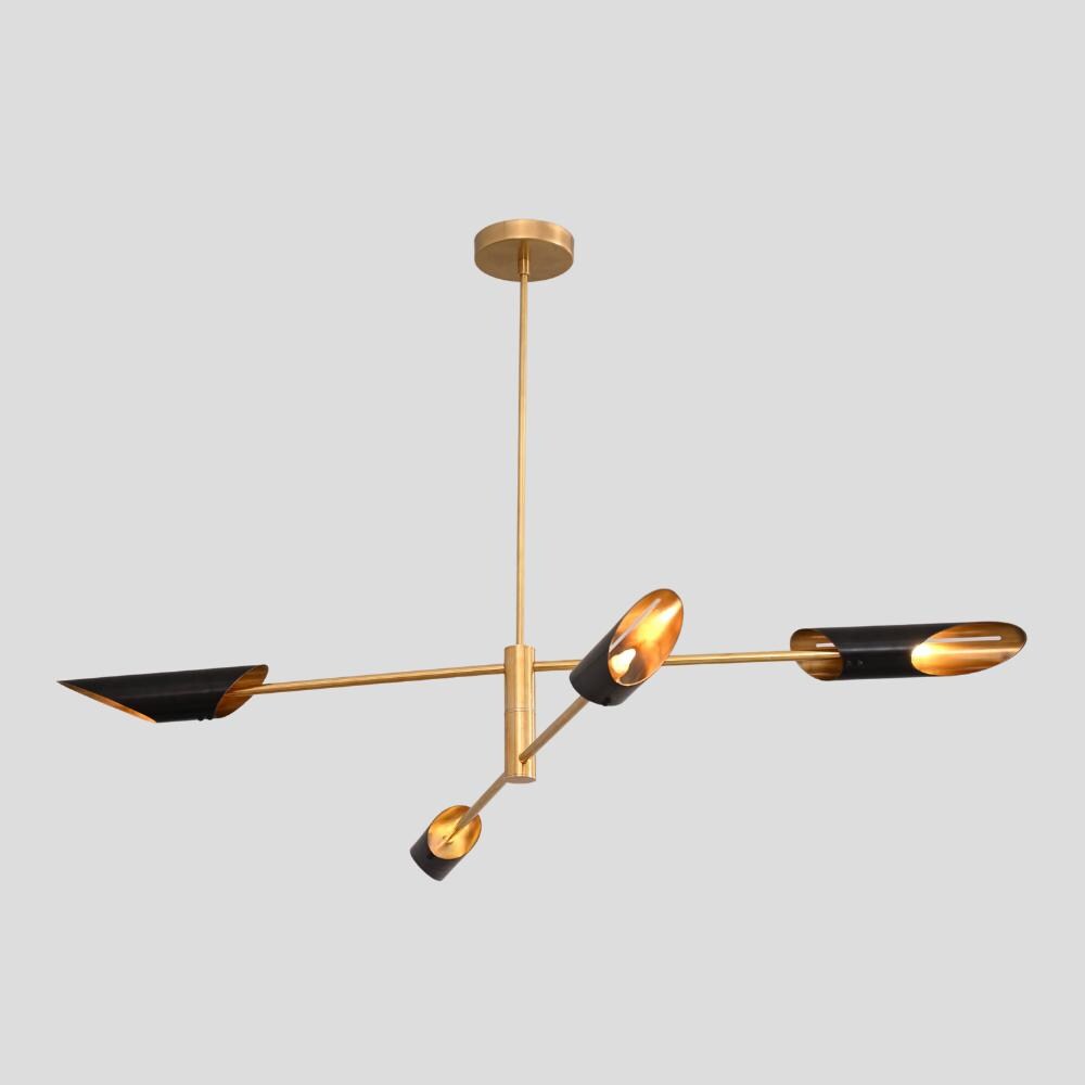 Modern Pendant Light Brass Lamp Ceiling, 4 Light Linear Lamp Sputnik Chandelier, Handmade Brass Light Fixture