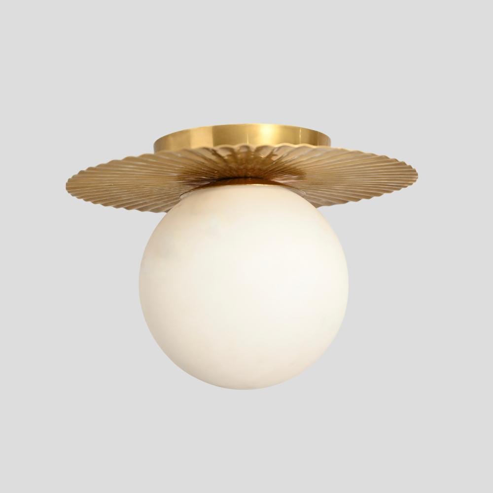 Globe Orb Brass Flush Mount - Mid Century Chandelier