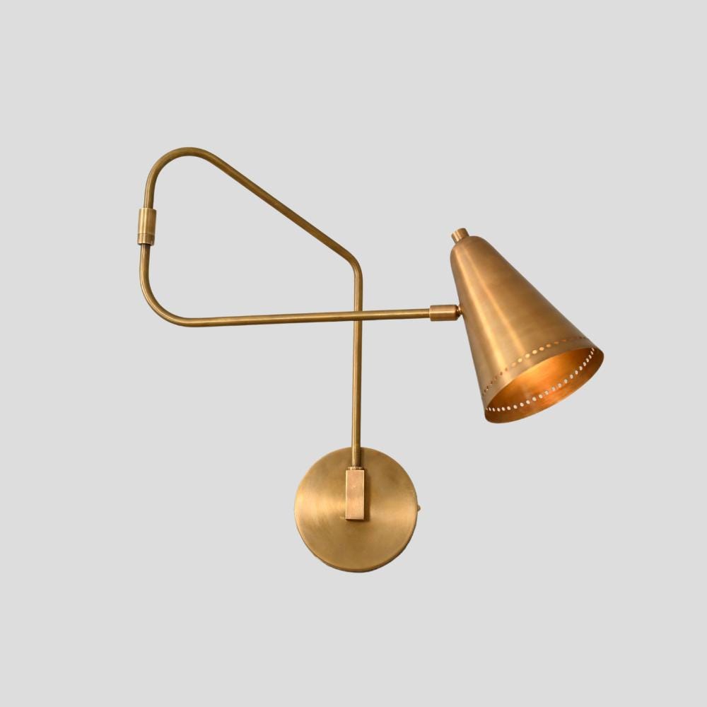 Swing Arm Sconce Light Wall Lamp 1950s Modern Brass Handmade Mid Century Wall Sconce