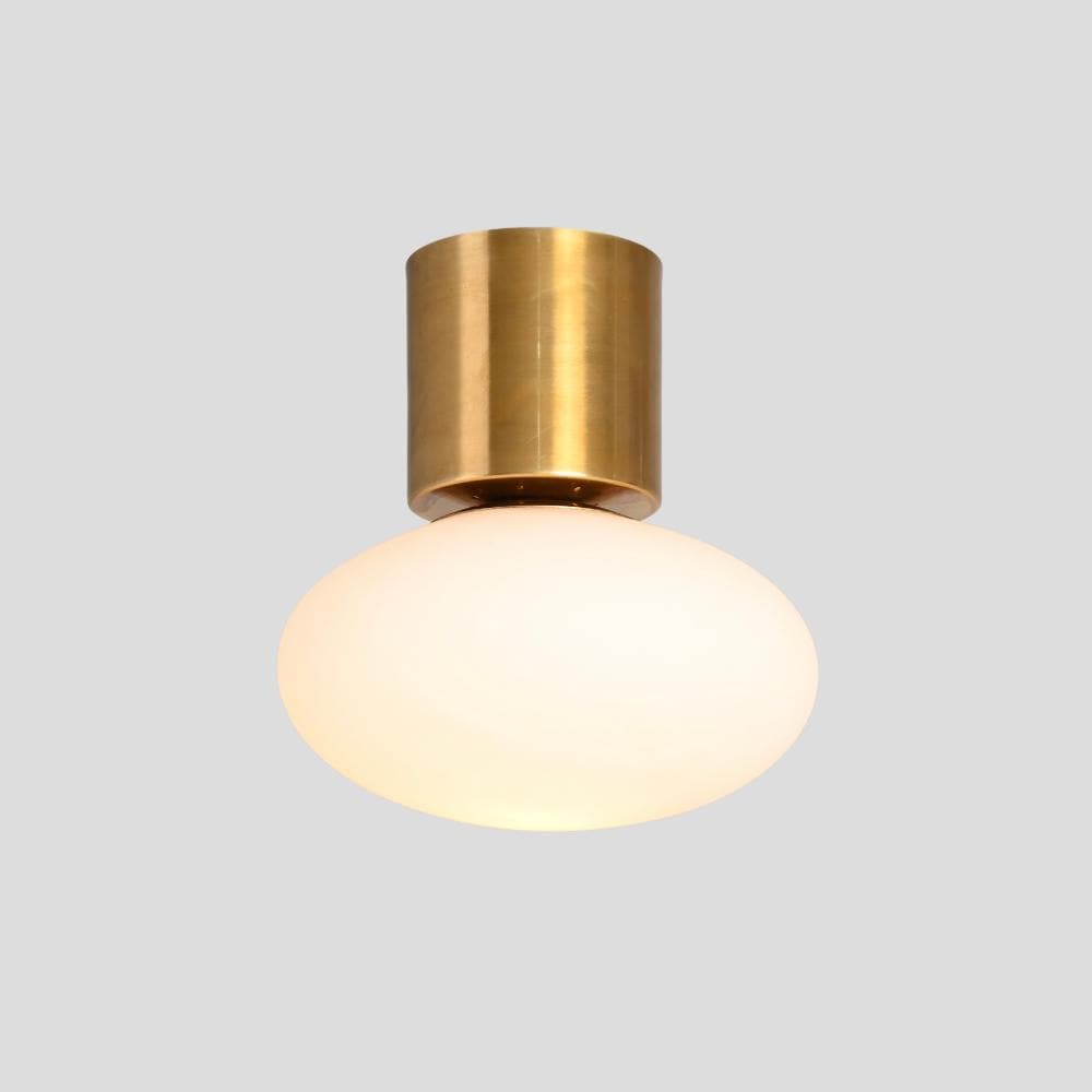 Semi flush mount brass globe pendant mid century ceiling light- LightCove