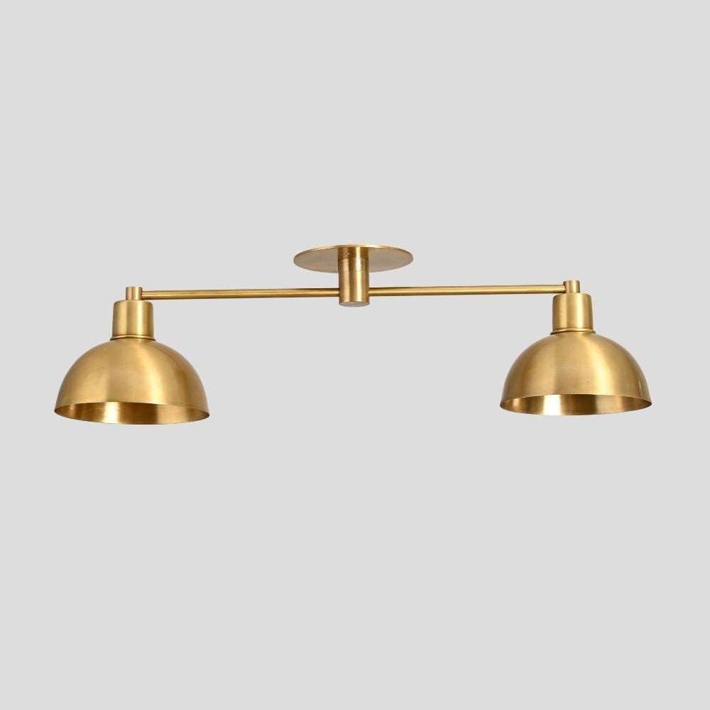 Brass semi flush mount. Double minimalistic pendant sconce