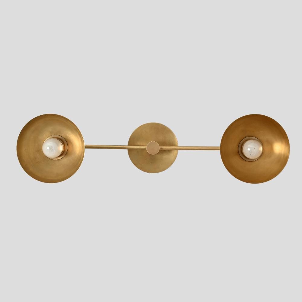 Double brass vanity light minimalist flush mount mid century style