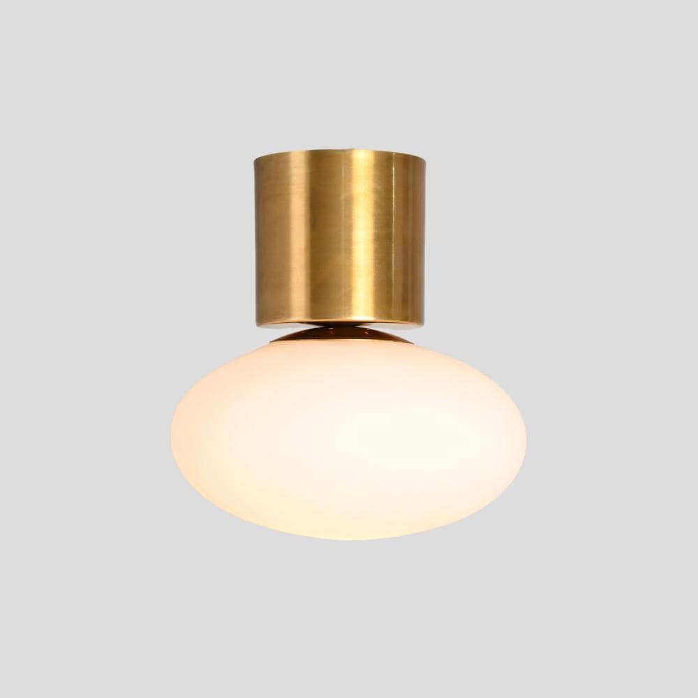 Brass Globe Pendant - Mid Century Semi Flush Mount