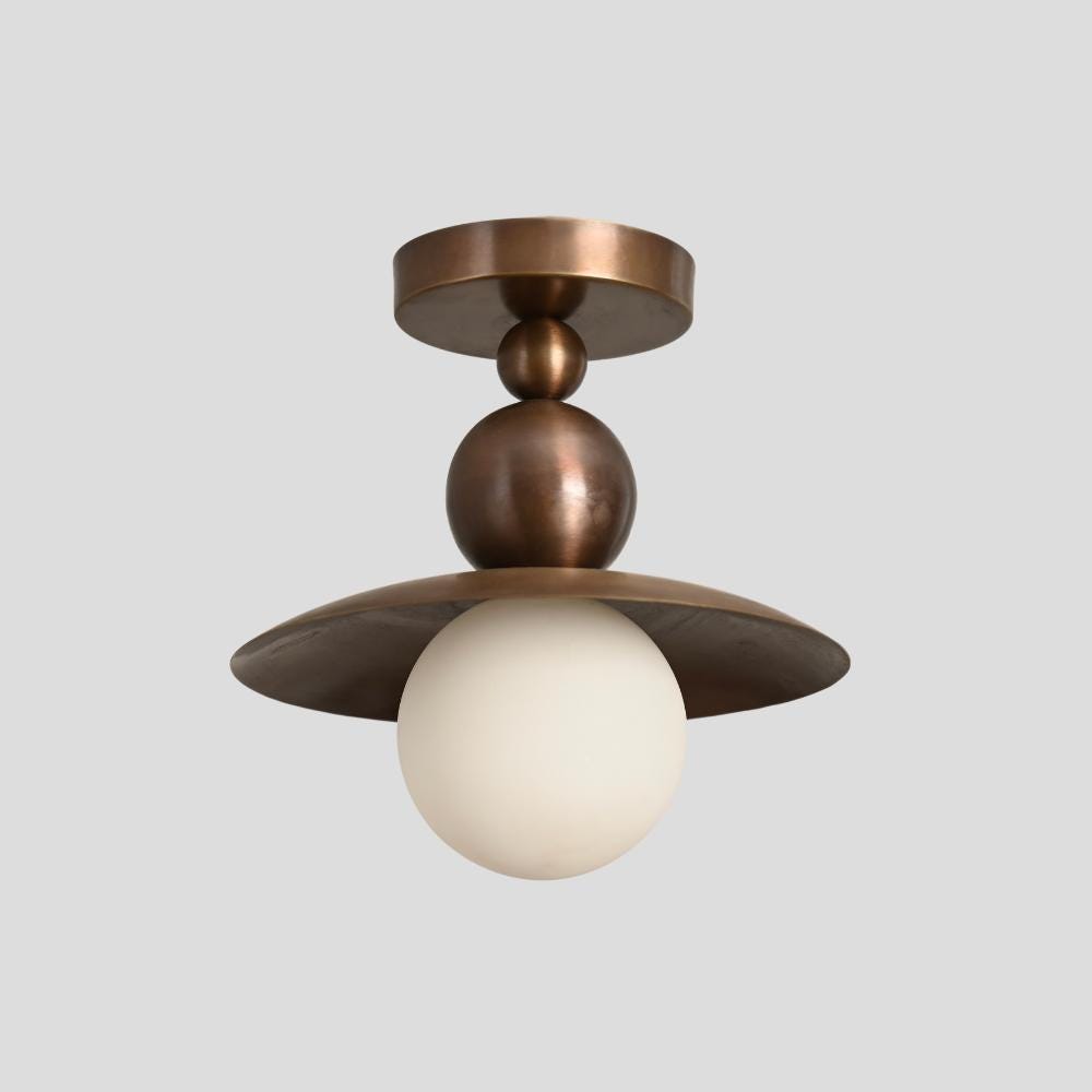 Semi Flush Mount - Brass Globe Ceiling Light