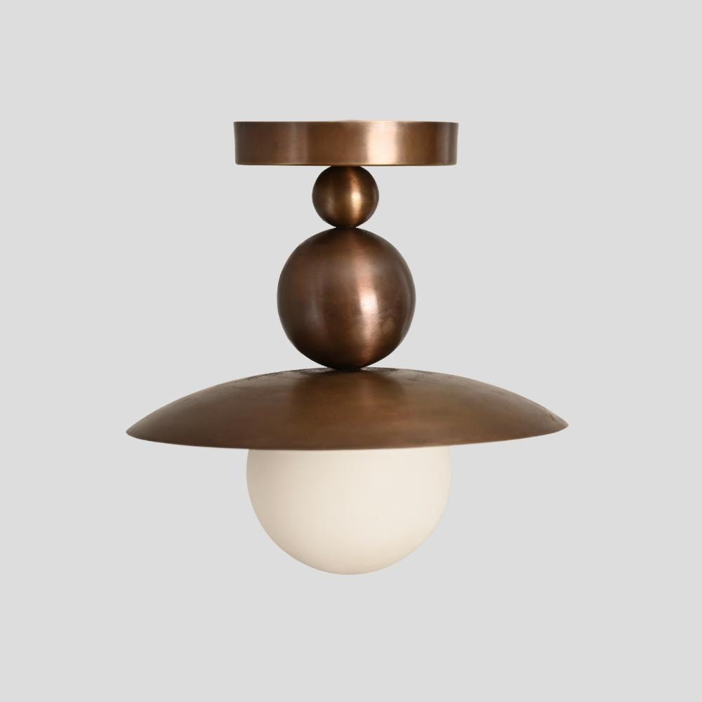 Semi Flush Mount - Brass Globe Ceiling Light