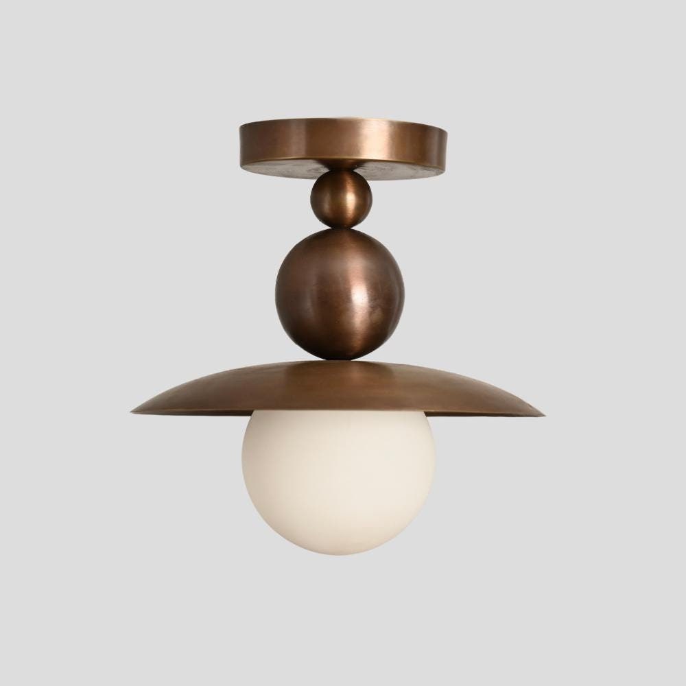 Semi Flush Mount Brass Globe Ceiling Light