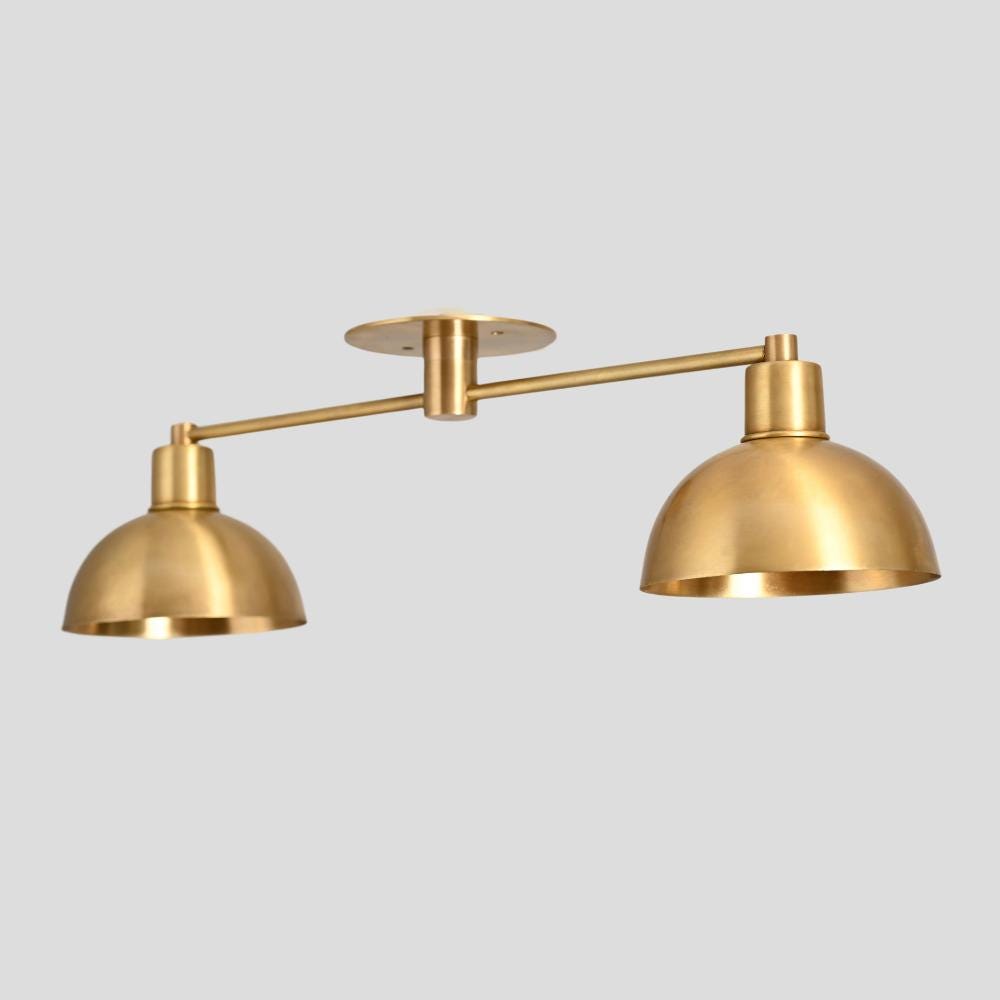 Double Brass Semi Flush Mount - Mid Century Ceiling Light