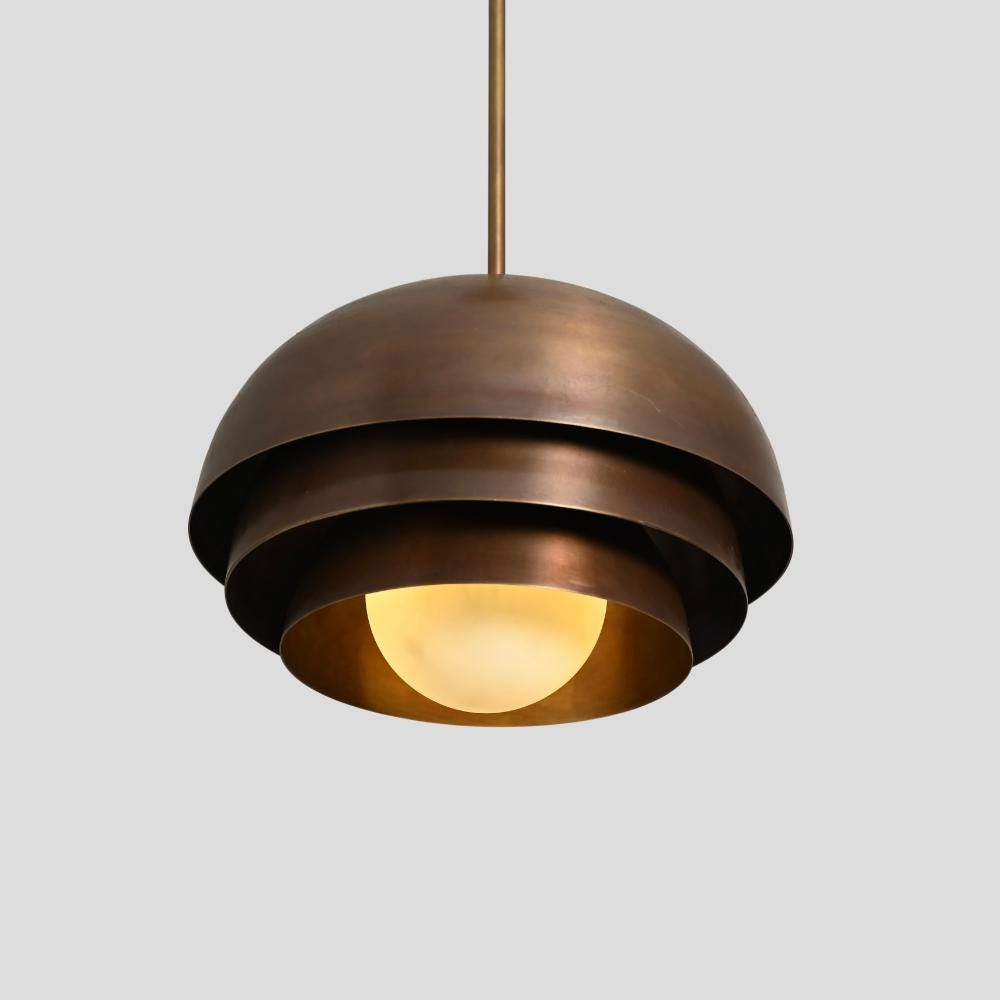 Brass Globe Pendant Light - Mid Century Hanging Lamp