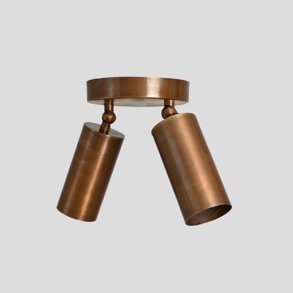 Double Brass Spot Light - Adjustable Angle Wall Sconce