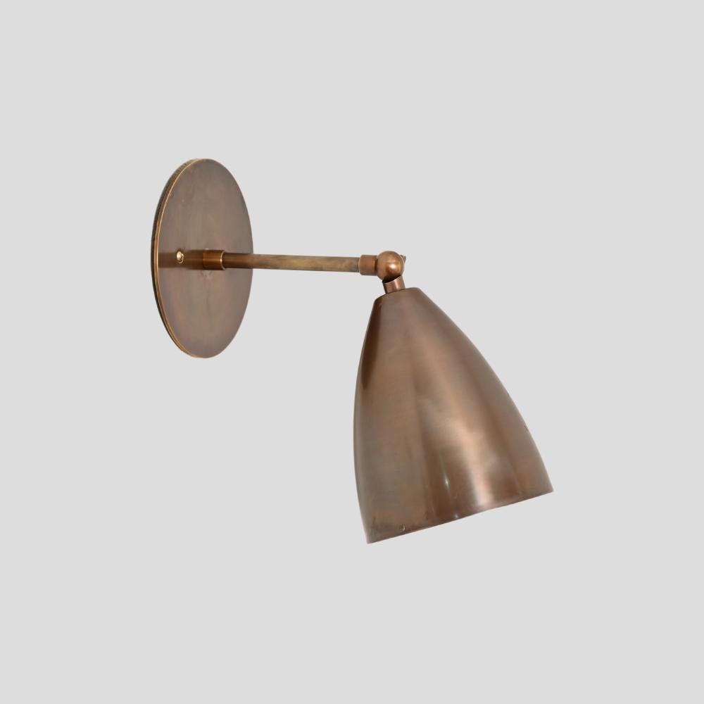 Brass Curved Wall Sconce - Mid Century Adjustable Shade