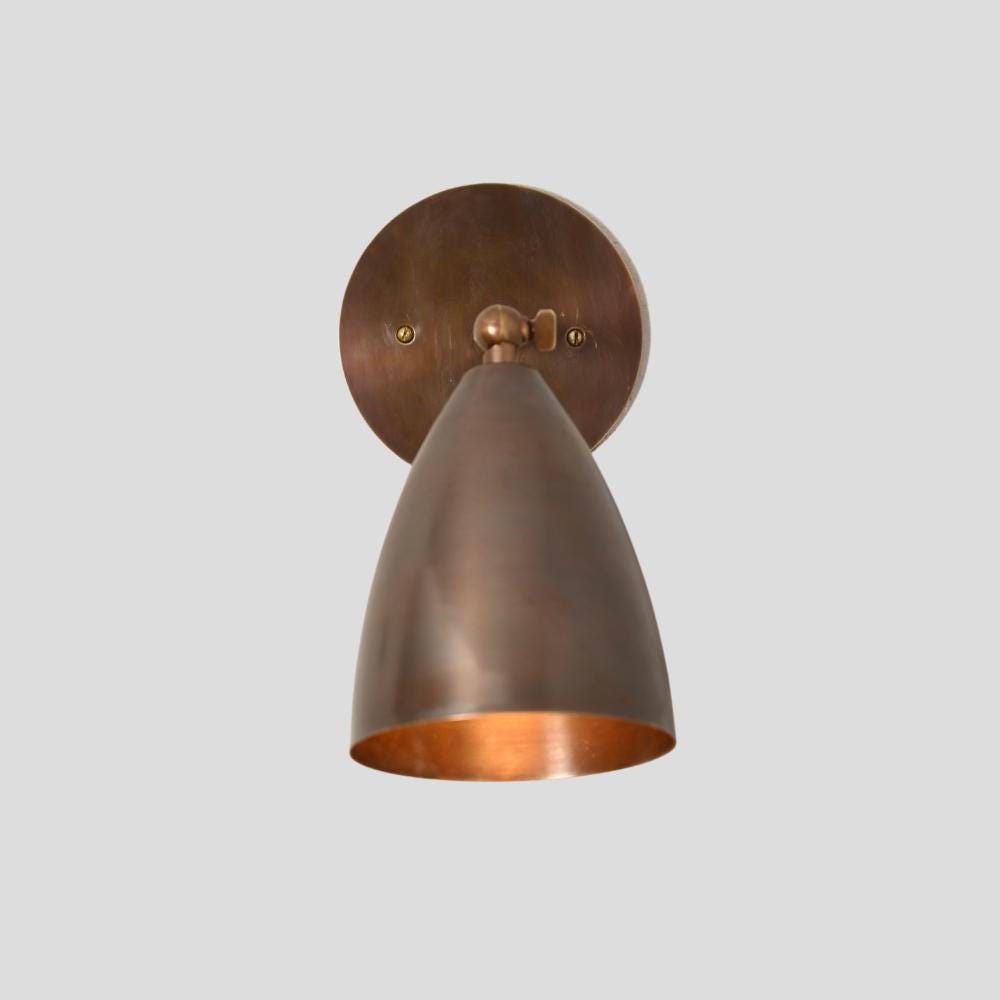 Brass Curved Wall Sconce - Mid Century Adjustable Shade