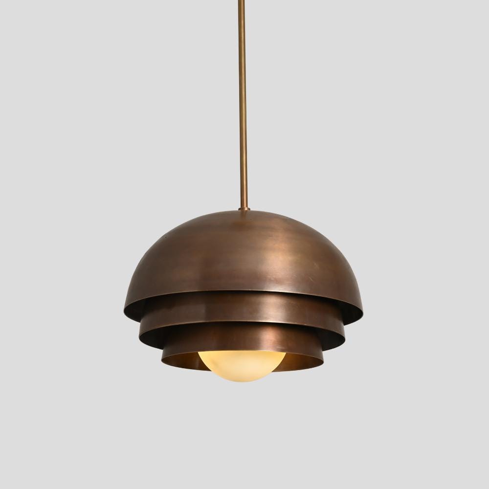 Brass Globe Pendant Light - Mid Century Hanging Lamp