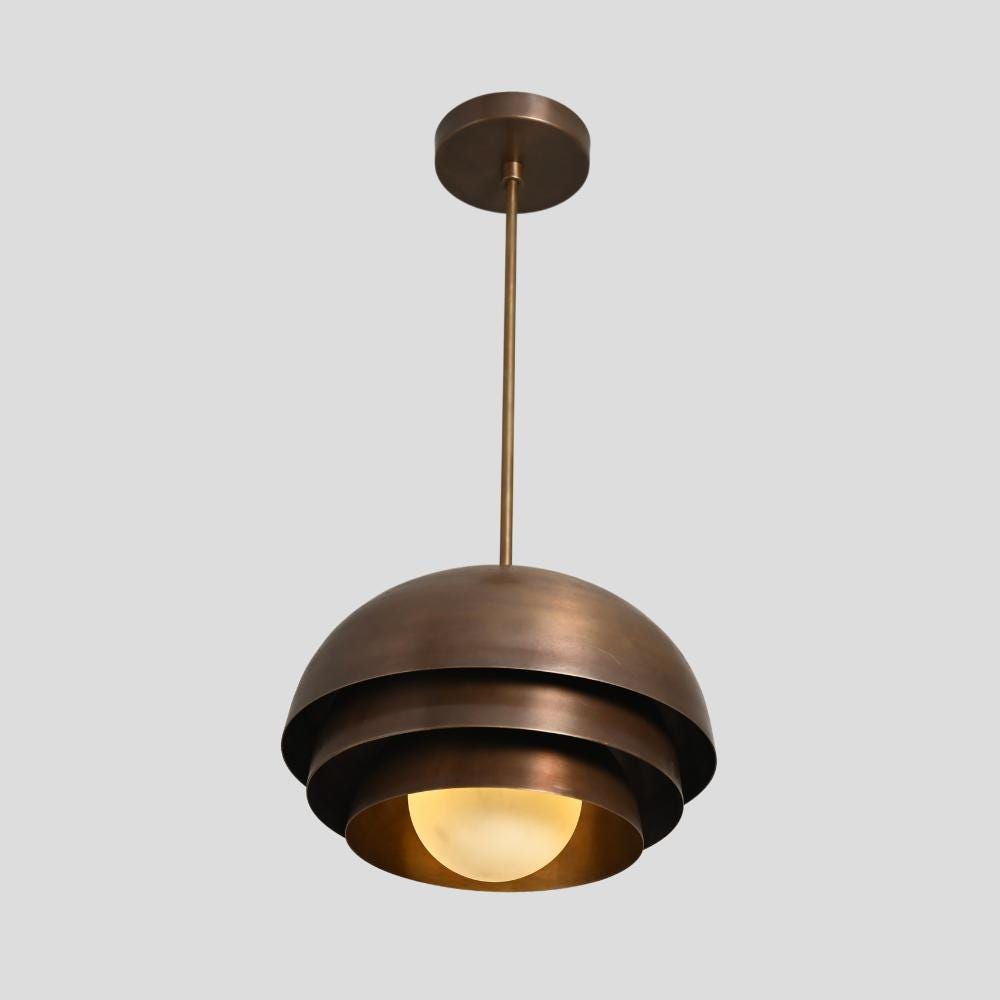 Brass Globe Pendant Light - Mid Century Hanging Lamp