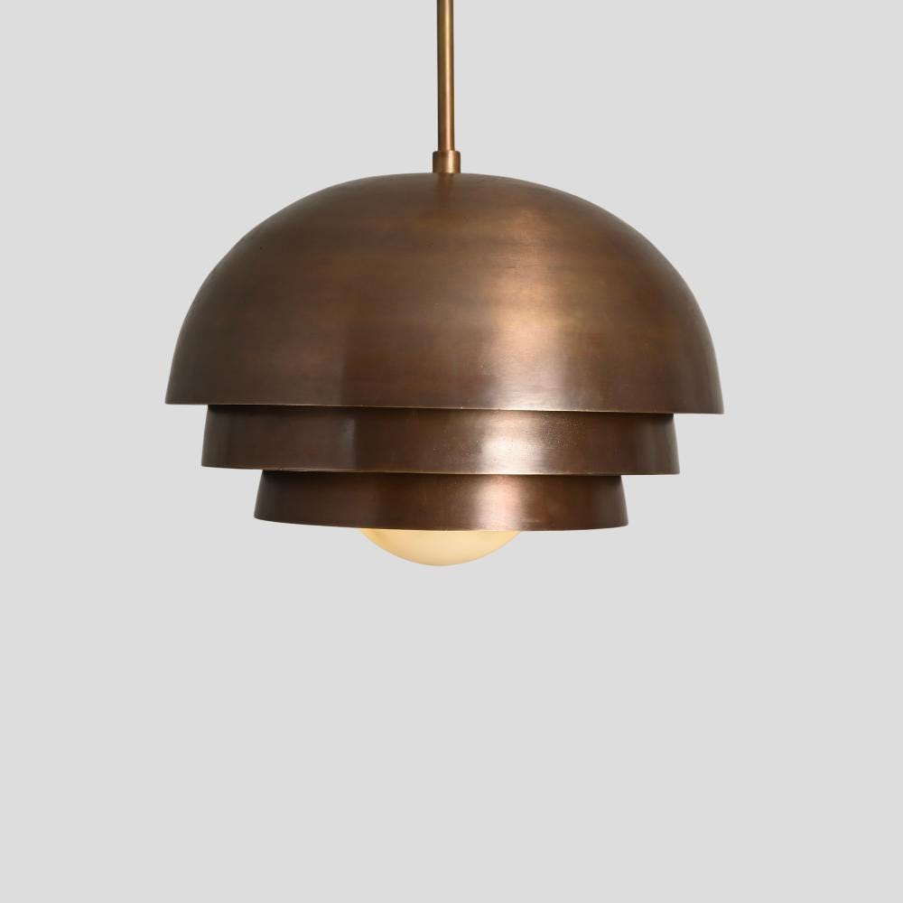 Brass Globe Pendant Light - Mid Century Hanging Lamp