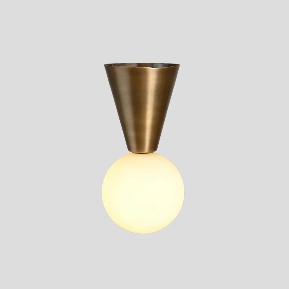Brass Cone Flush Mount - Mid Century Ceiling Light