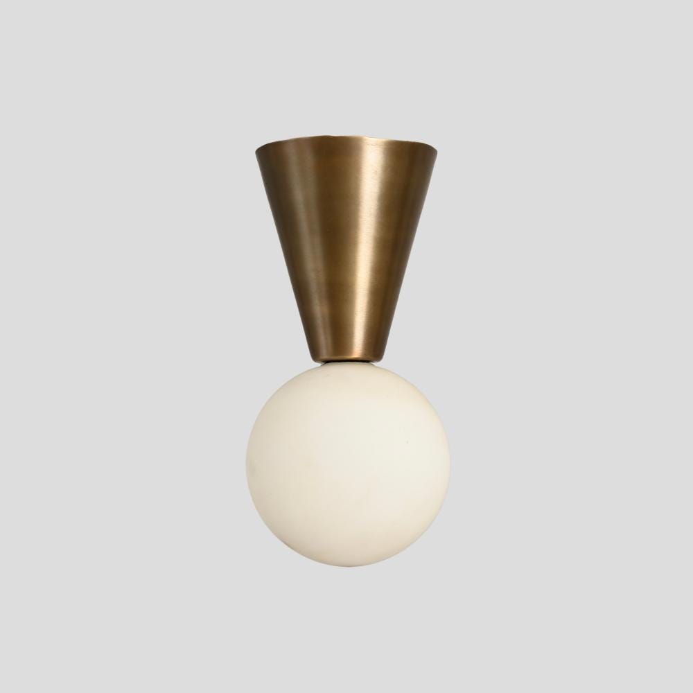 Brass Cone Flush Mount - Mid Century Ceiling Light