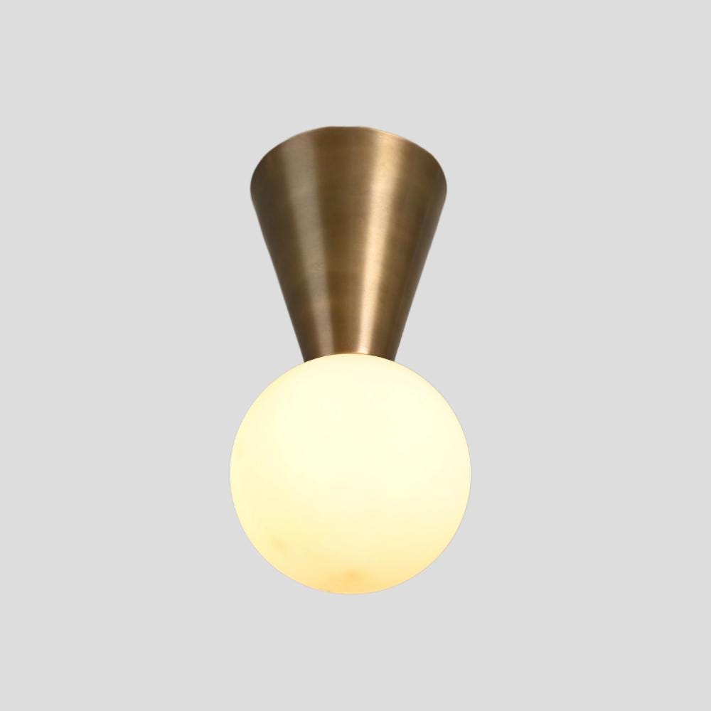 Brass Cone Flush Mount - Mid Century Ceiling Light