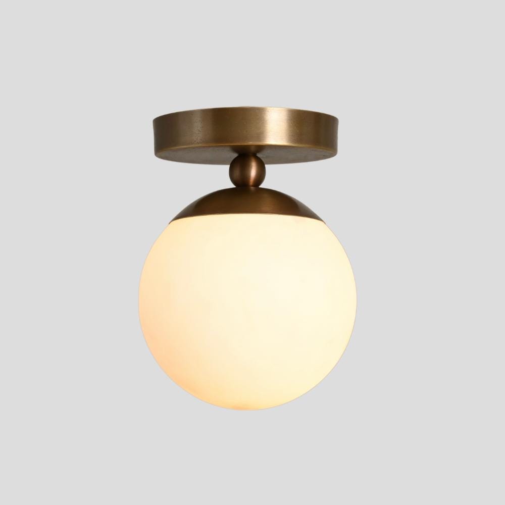 Brass Glass Globe Flush Mount - Mid Century Ceiling