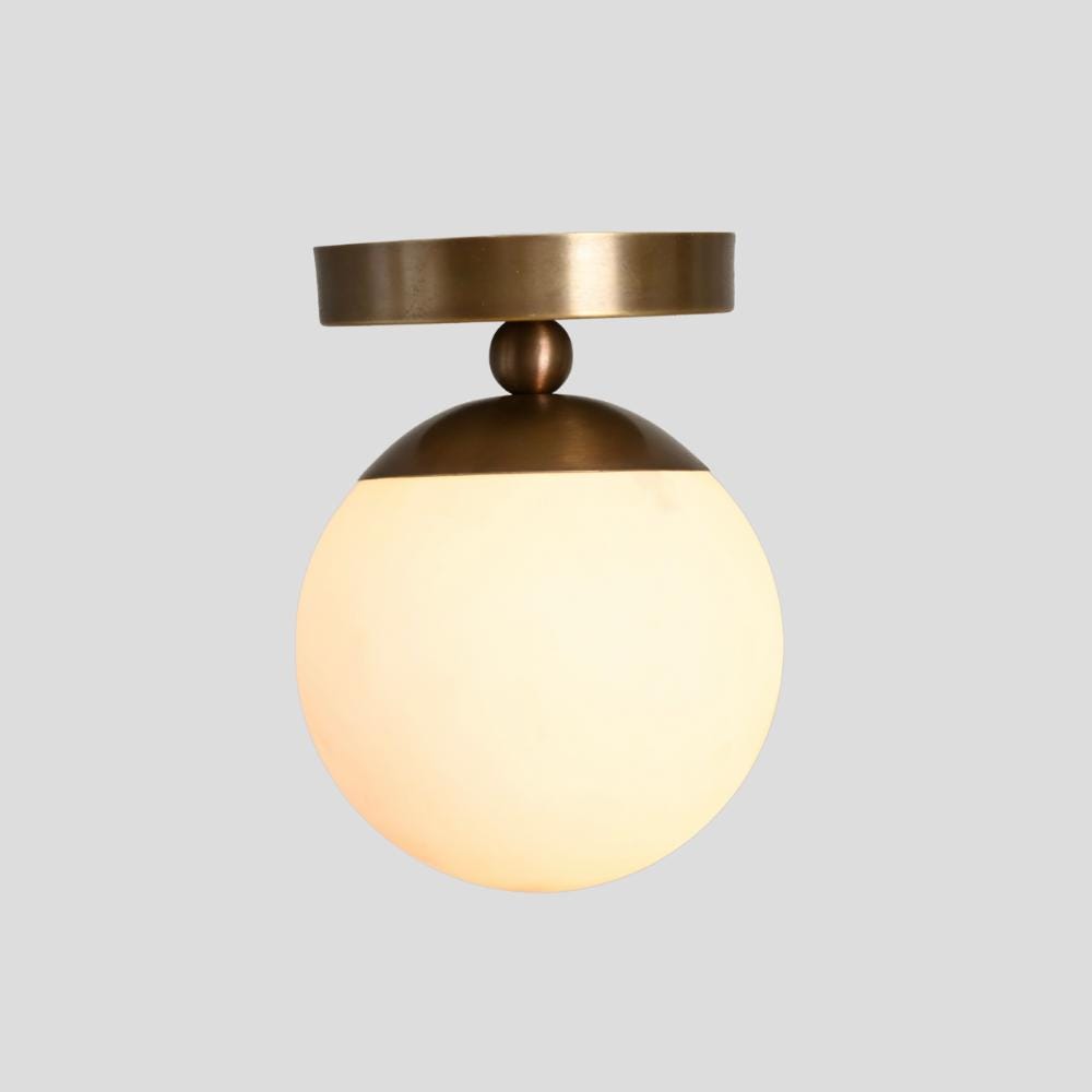 Brass Glass Globe Flush Mount - Mid Century Ceiling