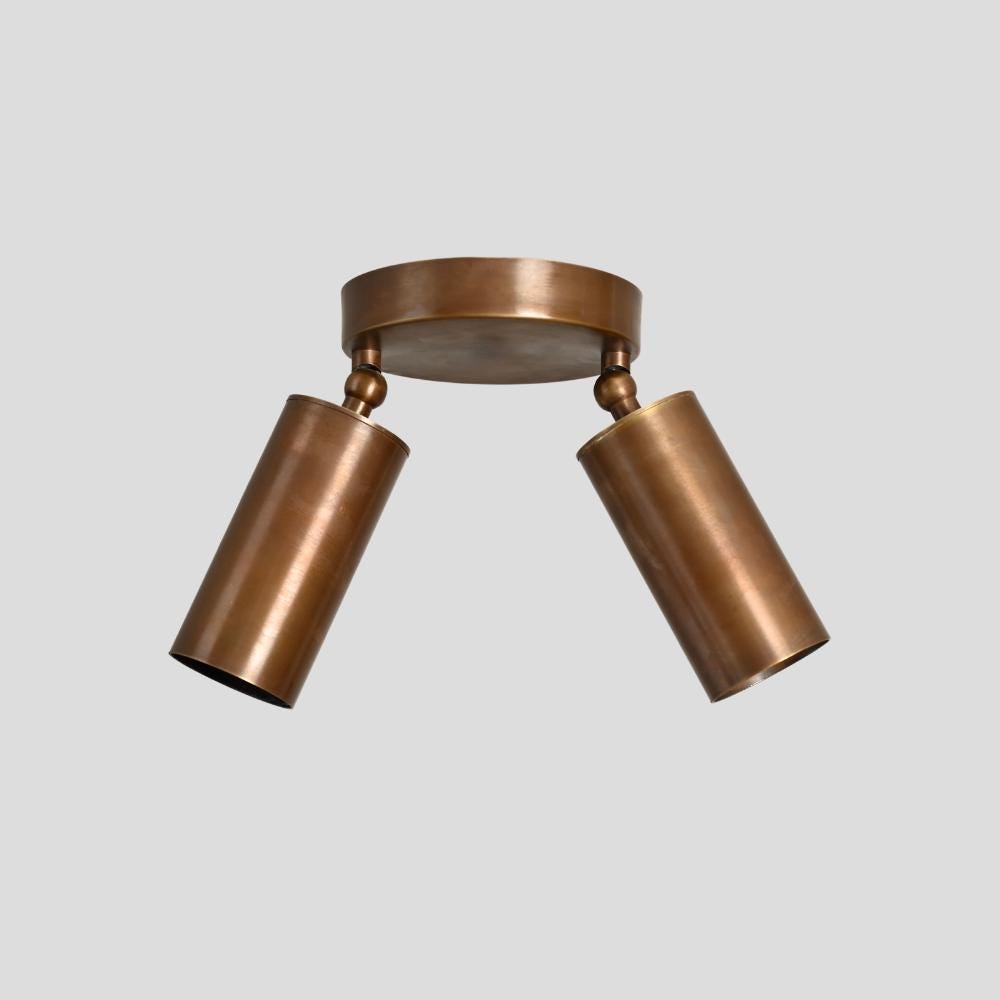 Double Brass Spot Light - Adjustable Angle Wall Sconce