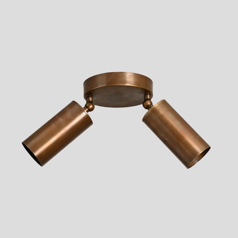 Double Brass Spot Light - Adjustable Angle Wall Sconce