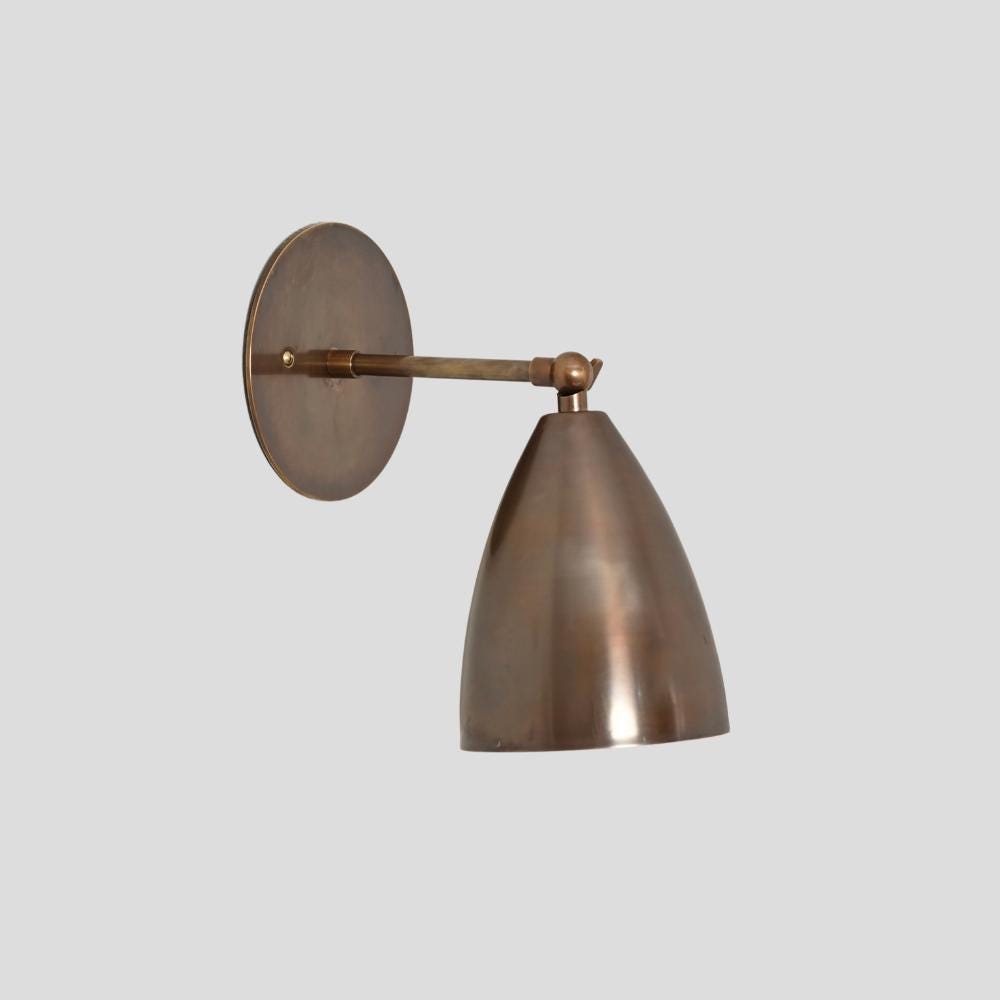 Brass Curved Wall Sconce - Mid Century Adjustable Shade