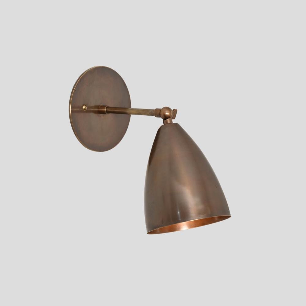Brass Curved Wall Sconce - Mid Century Adjustable Shade