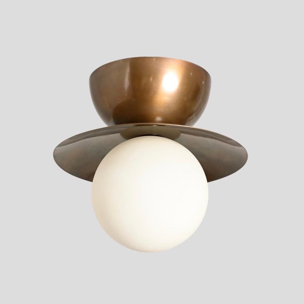 Brass Flush mount Ceiling Light Pendant Handmade Fixtures Glass Globe Mid Century Modern Chandelier Wall Sconce