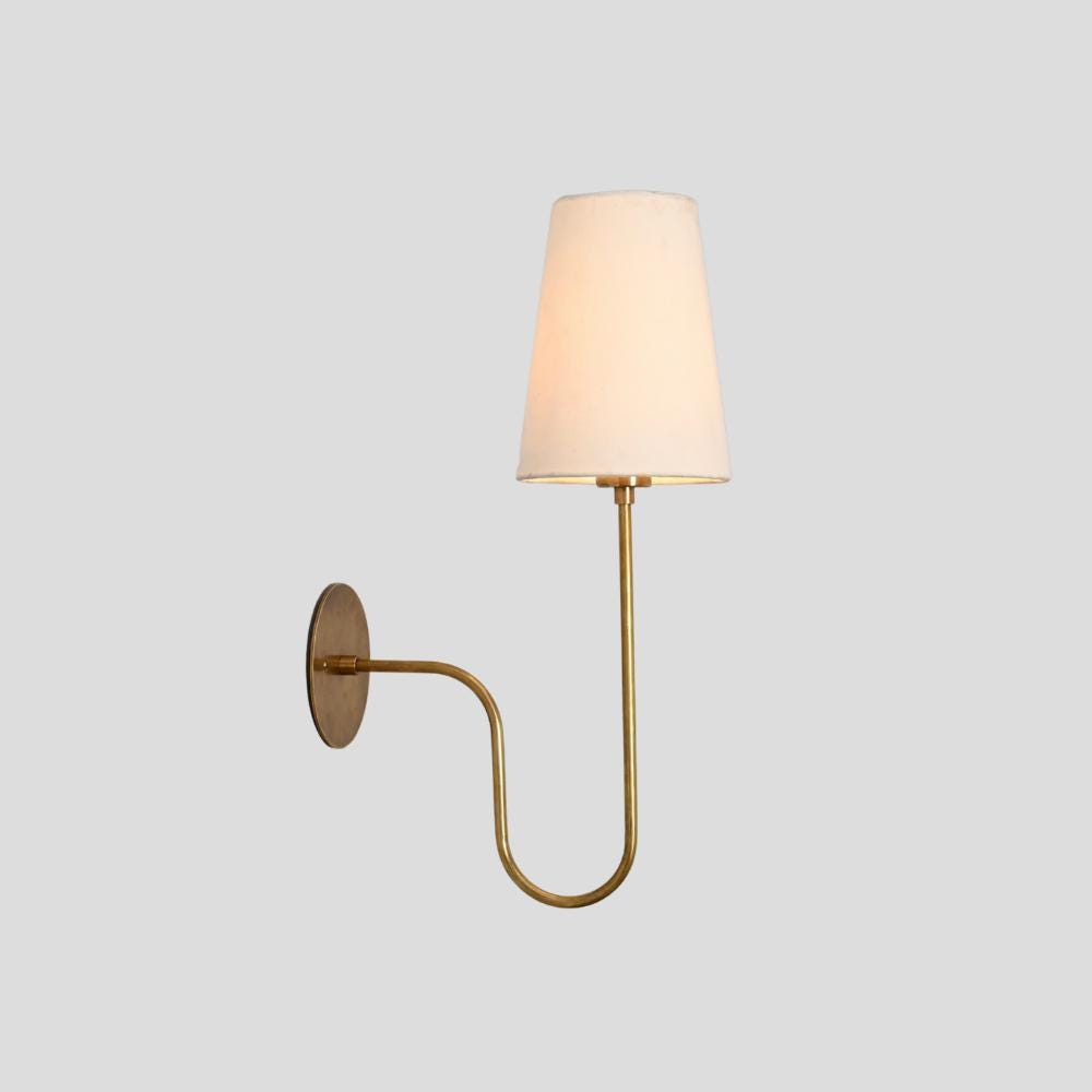 Aged Brass Wall Sconce Linen Shade Bathroom Vanity Sconce Mid Century Modern Bedside Lamp