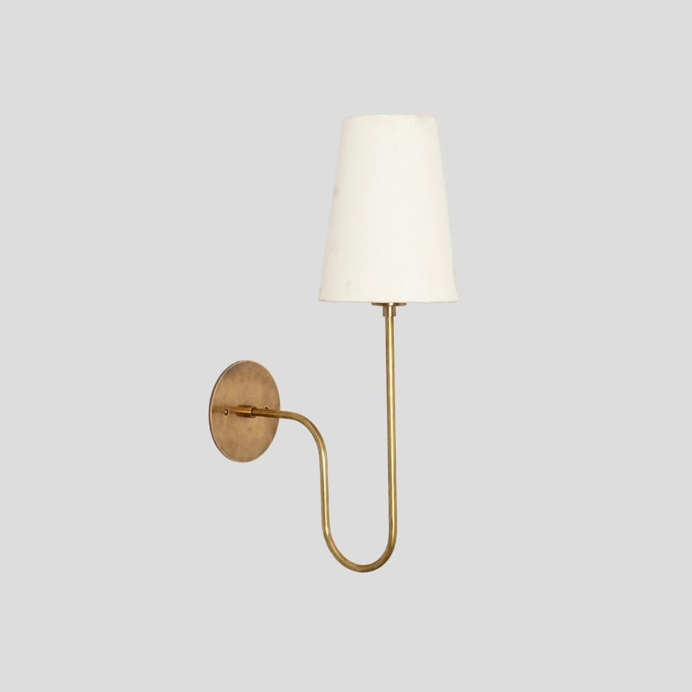 Aged Brass Wall Sconce Linen Shade Bathroom Vanity Sconce Mid Century Modern Bedside Lamp