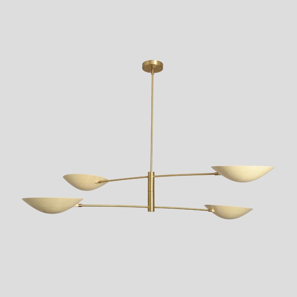 Ceiling Light White Cream Starburst - Brass Chandelier
