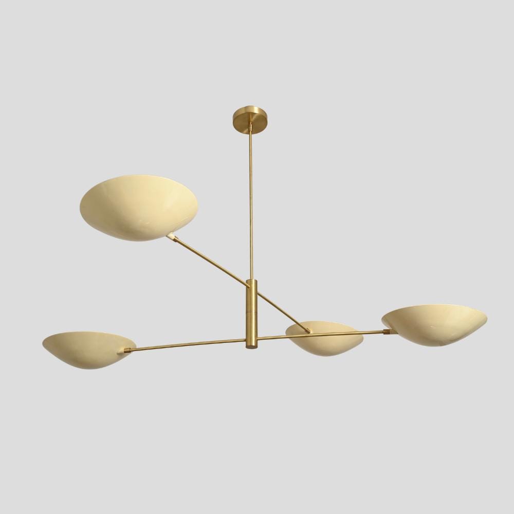 Ceiling Light White Cream Starburst - Brass Chandelier