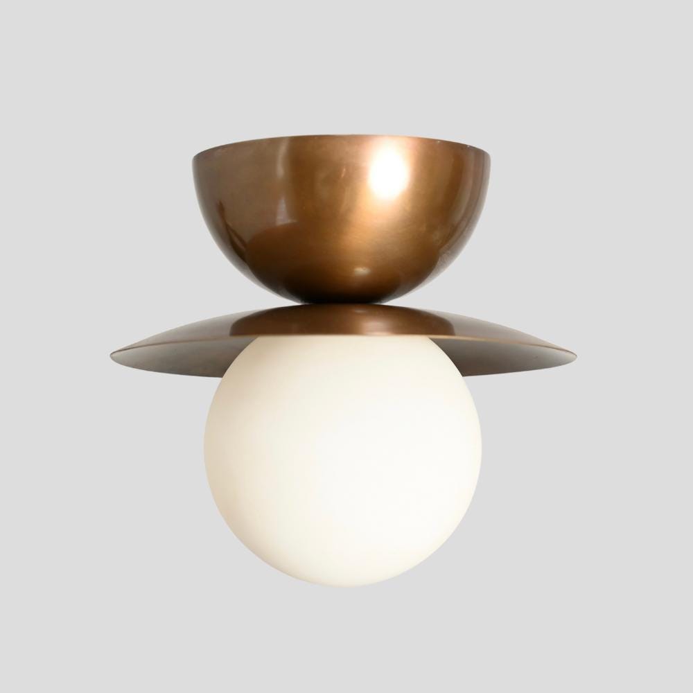 Brass Flush mount Ceiling Light Pendant Handmade Fixtures Glass Globe Mid Century Modern Chandelier Wall Sconce