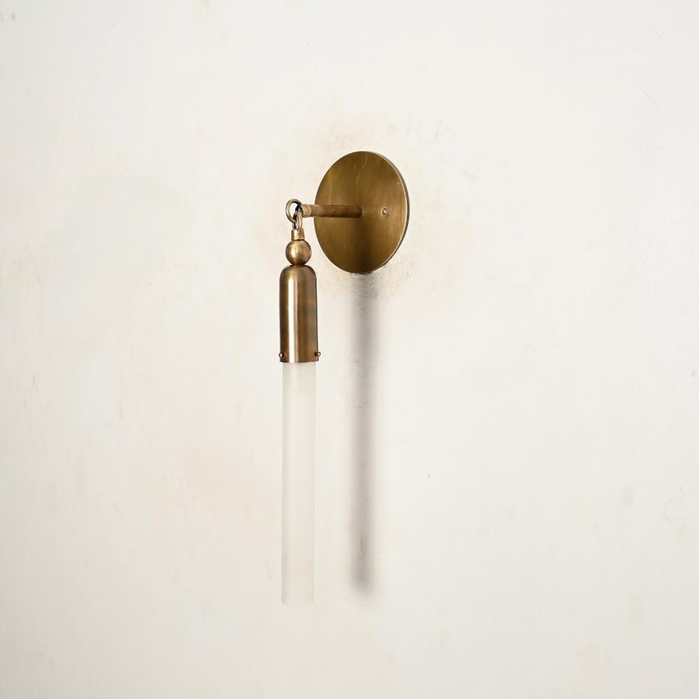 Glass Tube Wall Sconce Wall Modern Armed Antique Brass Light Fixture Cylinder Glass Sconce