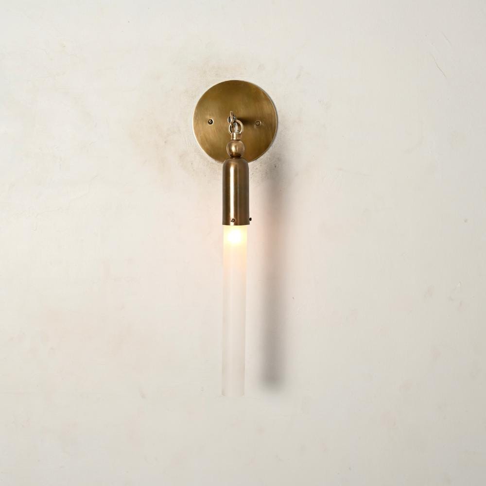 Glass Tube Wall Sconce Wall Modern Armed Antique Brass Light Fixture Cylinder Glass Sconce