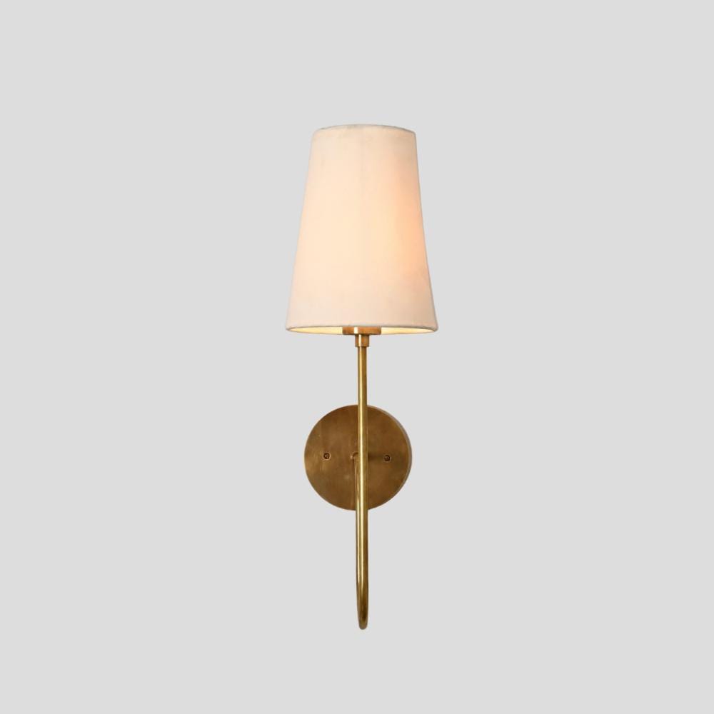 Aged Brass Wall Sconce Linen Shade Bathroom Vanity Sconce Mid Century Modern Bedside Lamp