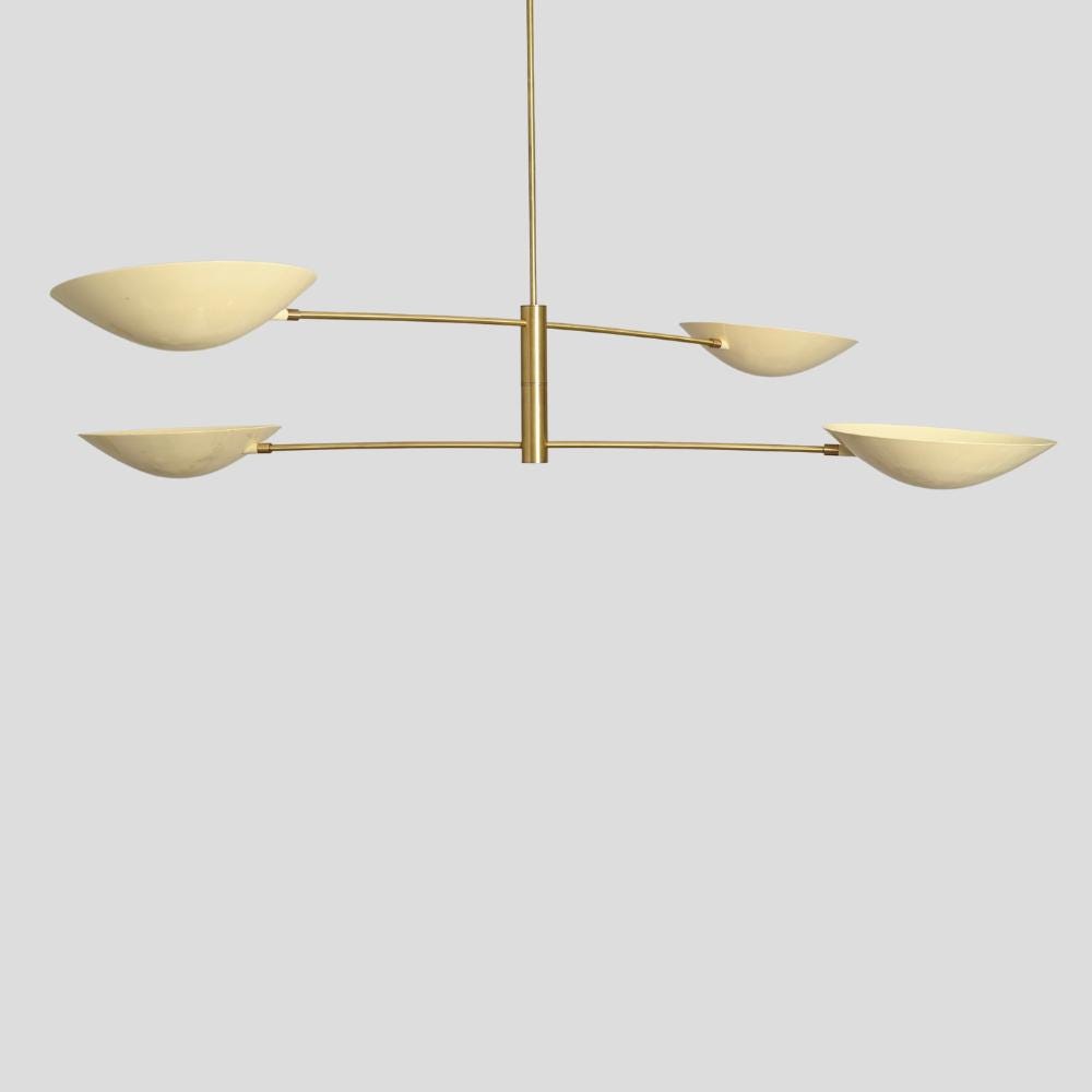 Ceiling Light White Cream Starburst - Brass Chandelier
