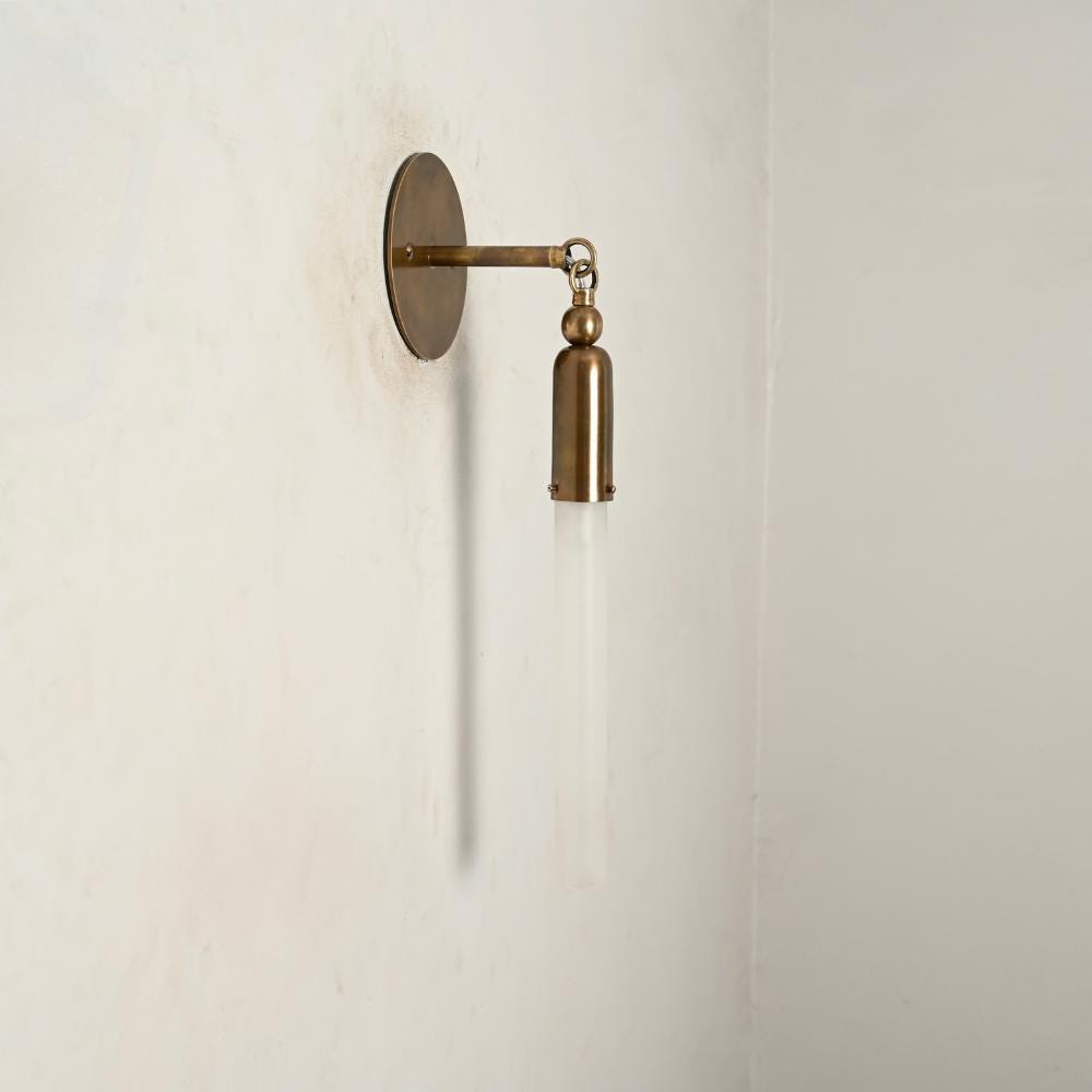 Glass Tube Wall Sconce Wall Modern Armed Antique Brass Light Fixture Cylinder Glass Sconce