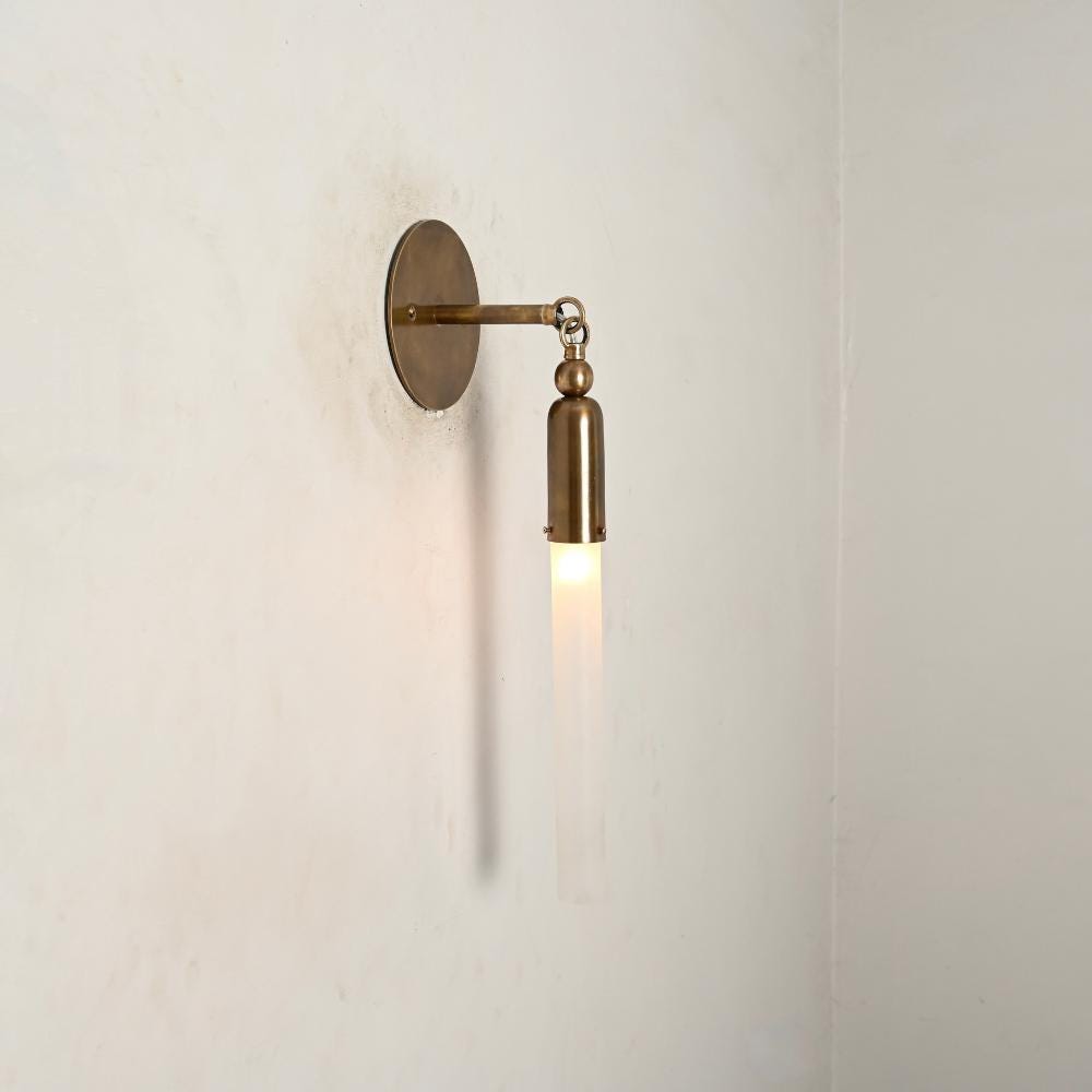Glass Tube Wall Sconce Wall Modern Armed Antique Brass Light Fixture Cylinder Glass Sconce