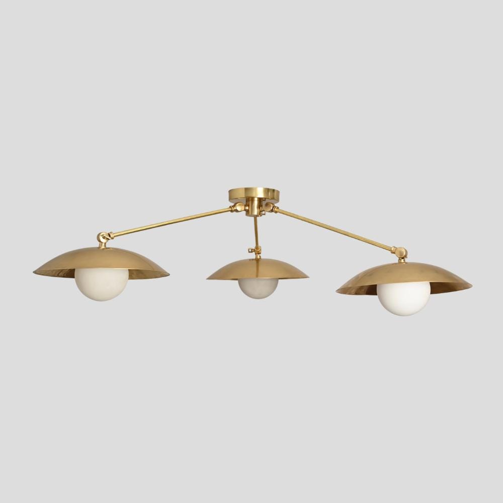 Flush mount Ceiling Light Brass Pendant Light Mid Century Modern Glass Globe Handmade Fixture