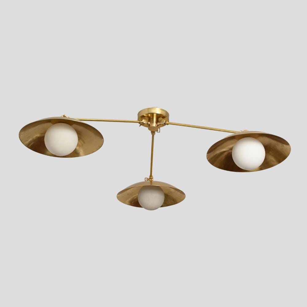 Flush mount Ceiling Light Brass Pendant Light Mid Century Modern Glass Globe Handmade Fixture