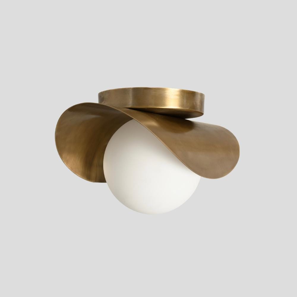 Flush mount Ceiling Light Mid Century Modern Italian Brass Orb Glass Globe Pendant Handmade Fixtures