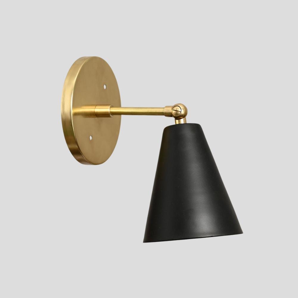 Articulated Brass Wall Sconce - Matt Black Shade