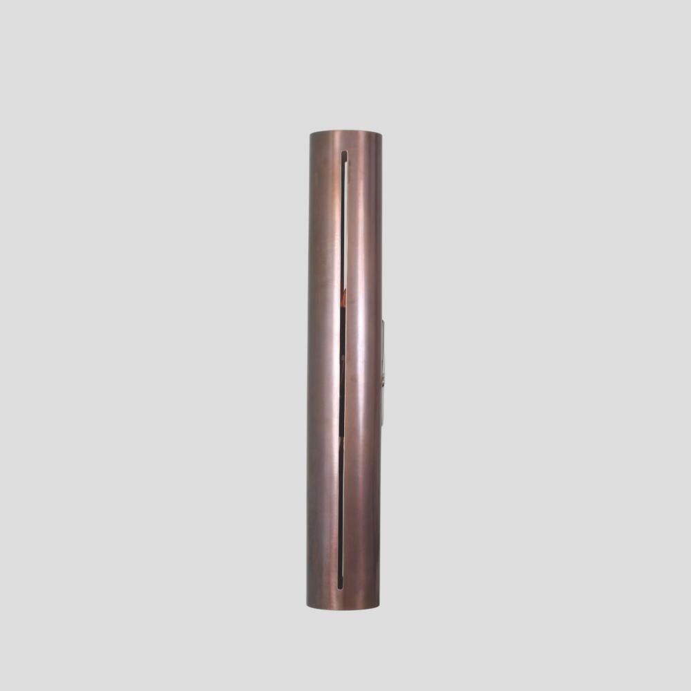 Brass Light Wall Sconce Tube Cylinder Cut Shade Modern Mid Century Italian Style Wall Lamp
