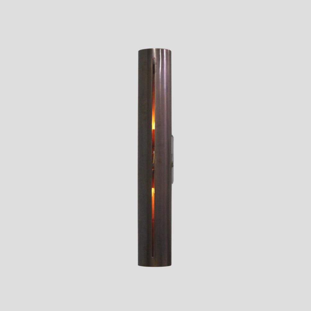 Brass Light Wall Sconce Tube Cylinder Cut Shade Modern Mid Century Italian Style Wall Lamp