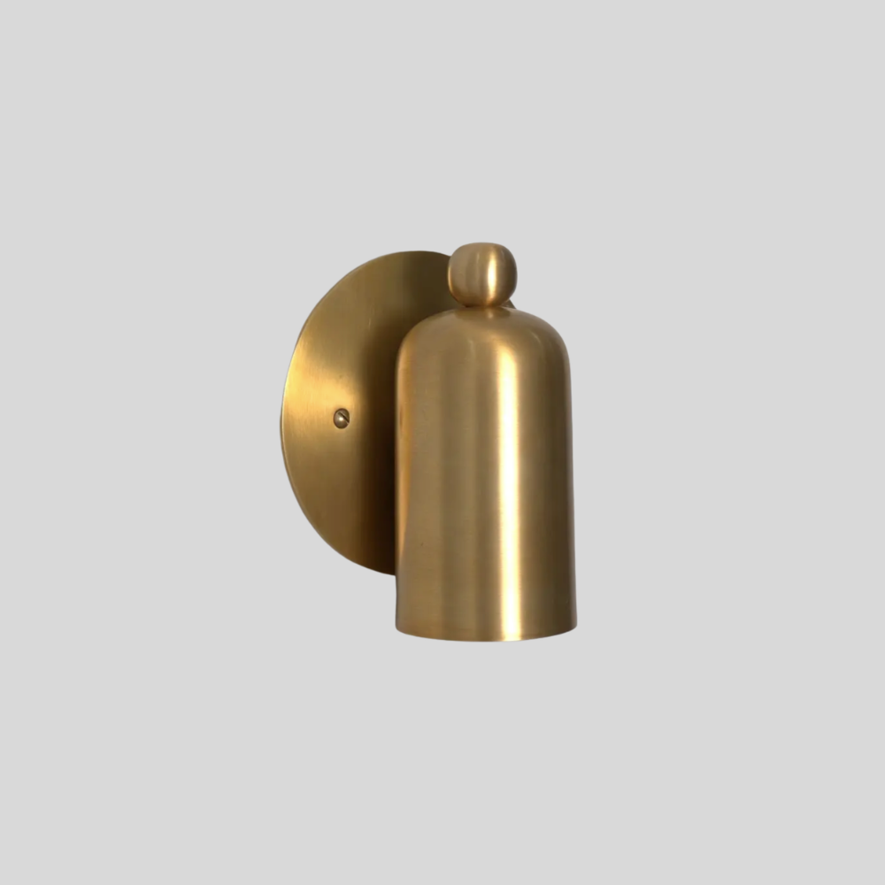 Brass Rounded Cylinder & Ball Finial Sconce - Modern Capsule Shaped Wall Lamp