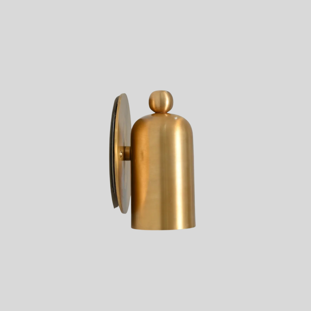 Brass Rounded Cylinder & Ball Finial Sconce - Modern Capsule Shaped Wall Lamp